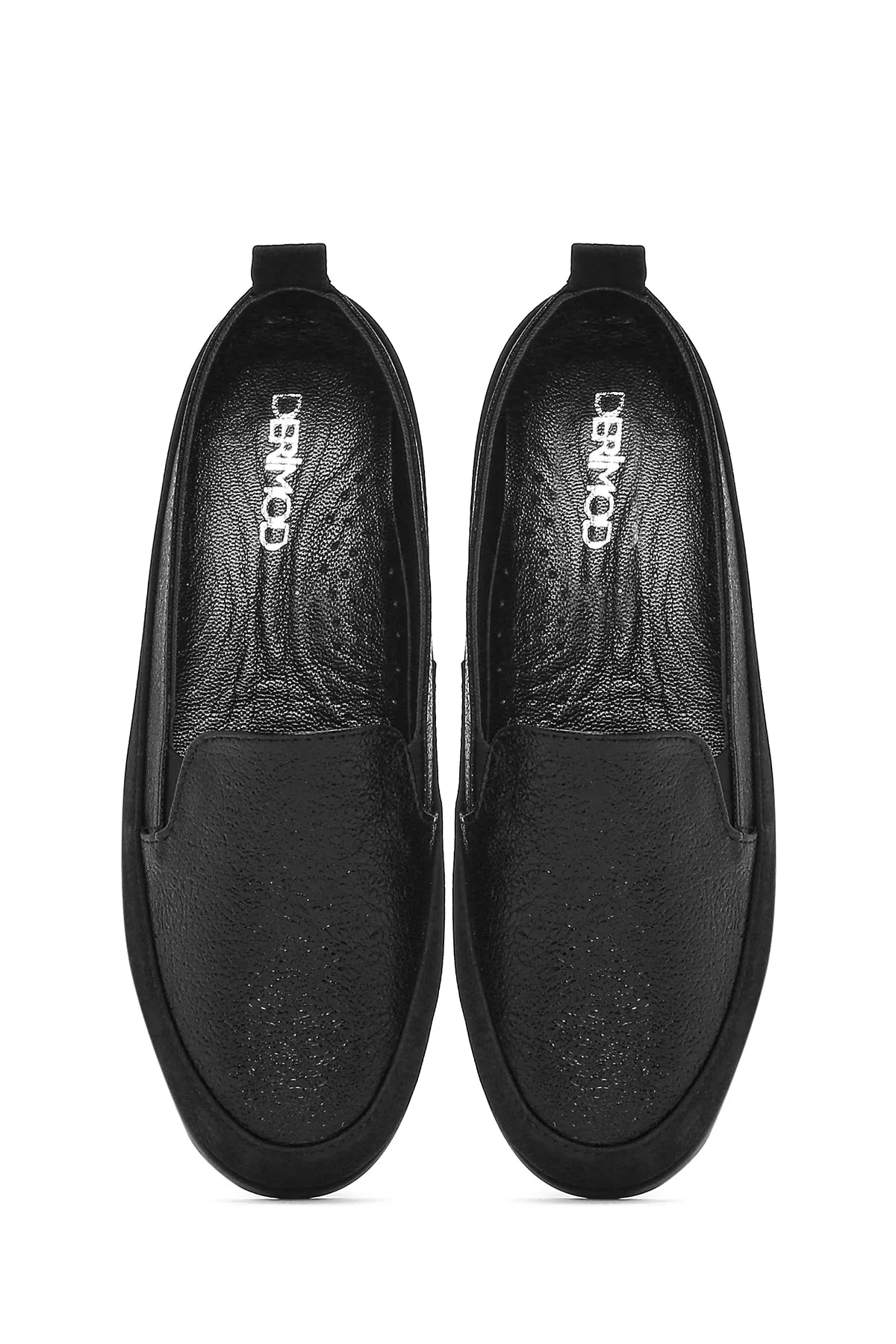 Kadın Siyah Simli Deri Comfort Loafer