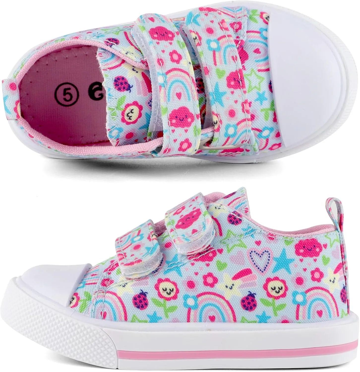 KAKU NANU Toddler Sneakers for Boys and Girls, Cute Cartoon Kids Soft Walking Shoes with Dual Hook and Loop