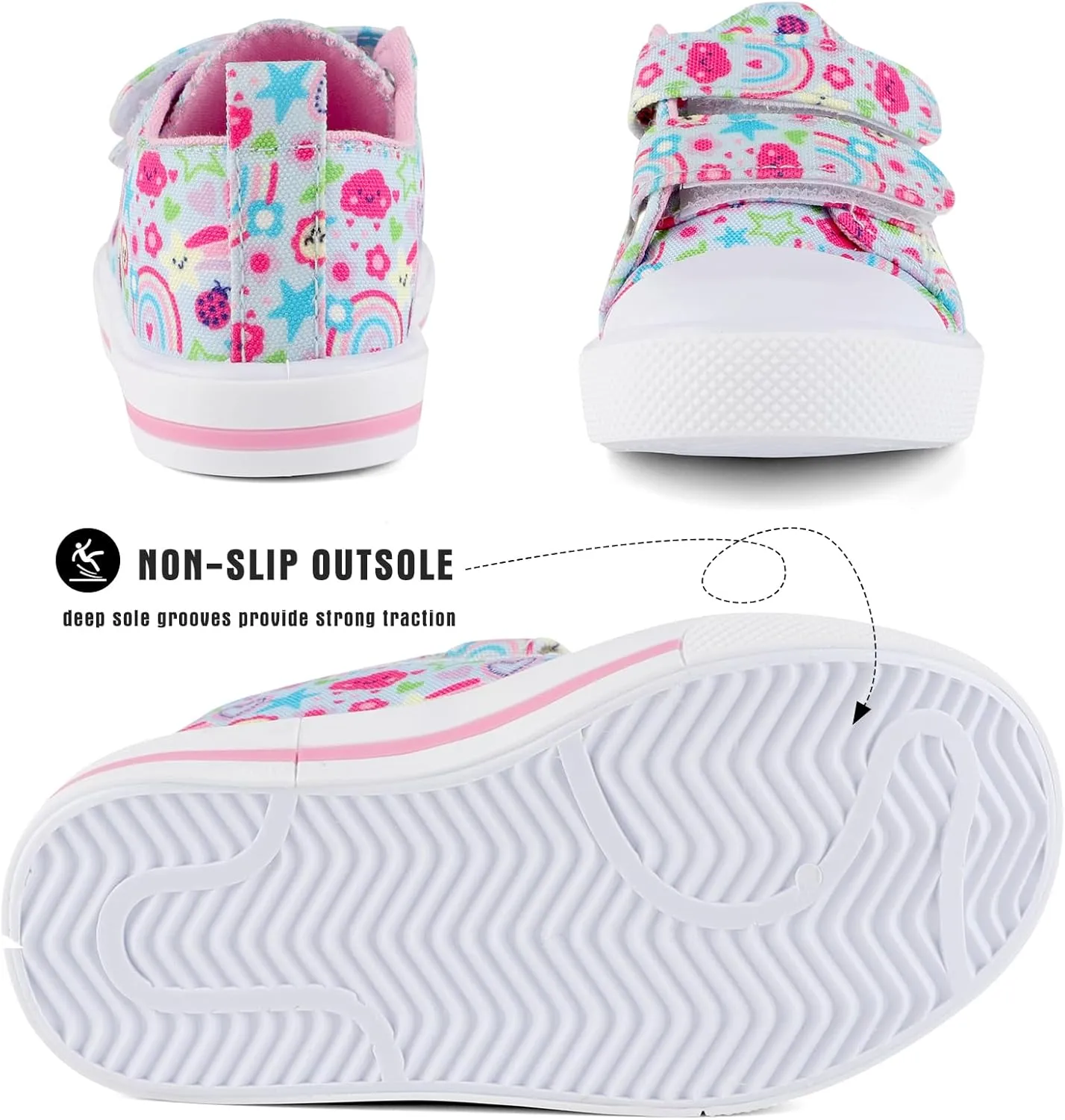 KAKU NANU Toddler Sneakers for Boys and Girls, Cute Cartoon Kids Soft Walking Shoes with Dual Hook and Loop
