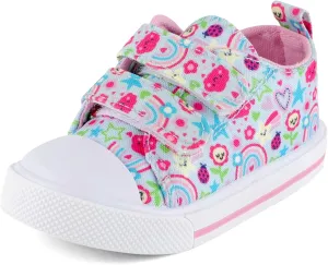 KAKU NANU Toddler Sneakers for Boys and Girls, Cute Cartoon Kids Soft Walking Shoes with Dual Hook and Loop