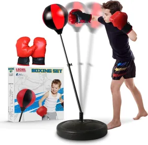Kids Boxing Set - Punching Bag with Gloves & Adjustable Stand for 3-8 Year Olds