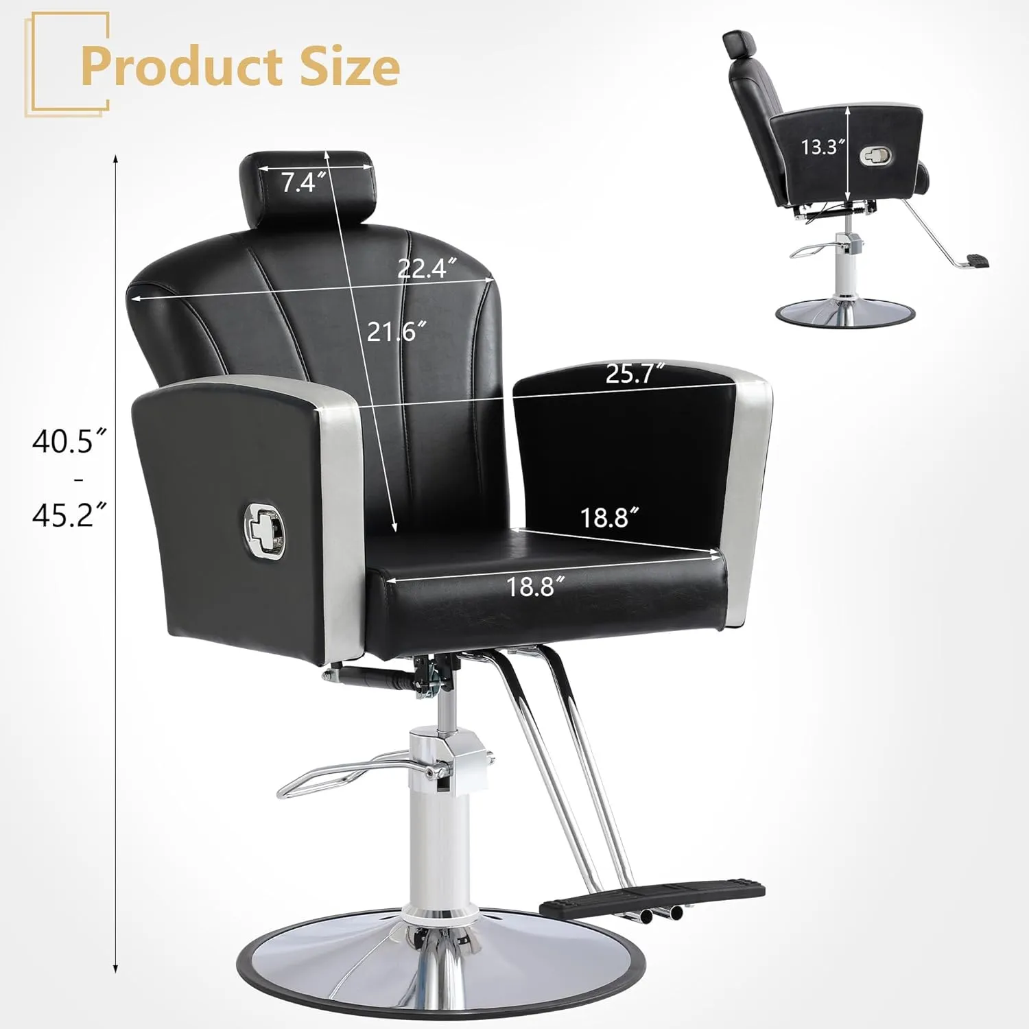 KIGOTY Barber Chair,Salon Chair for Hair Stylist, Reclining Salon Chair with Hydraulic Pump,360 Degree Swivel Hair Stylist Chairs with Footrest and Adjustable Headrest for Barbershop (Black)
