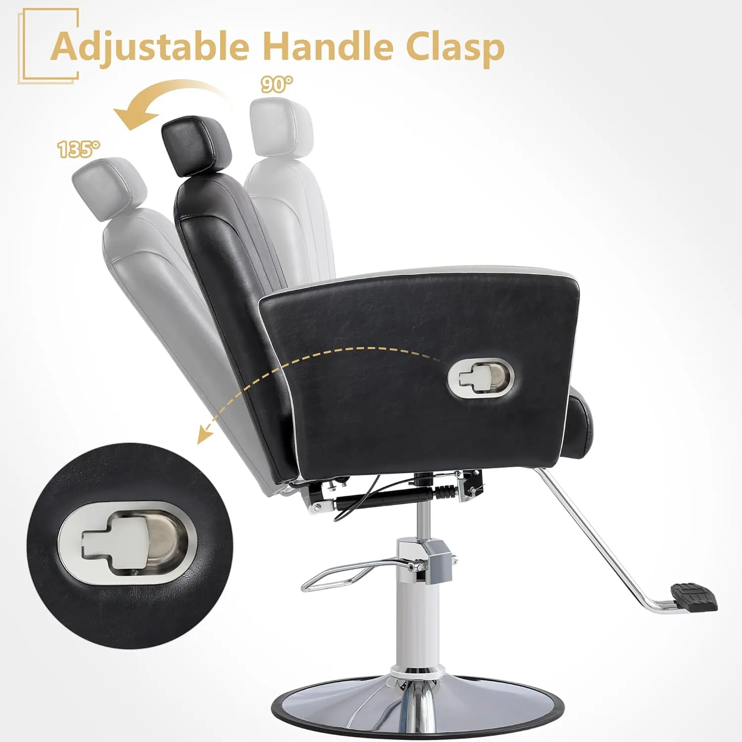 KIGOTY Barber Chair,Salon Chair for Hair Stylist, Reclining Salon Chair with Hydraulic Pump,360 Degree Swivel Hair Stylist Chairs with Footrest and Adjustable Headrest for Barbershop (Black)