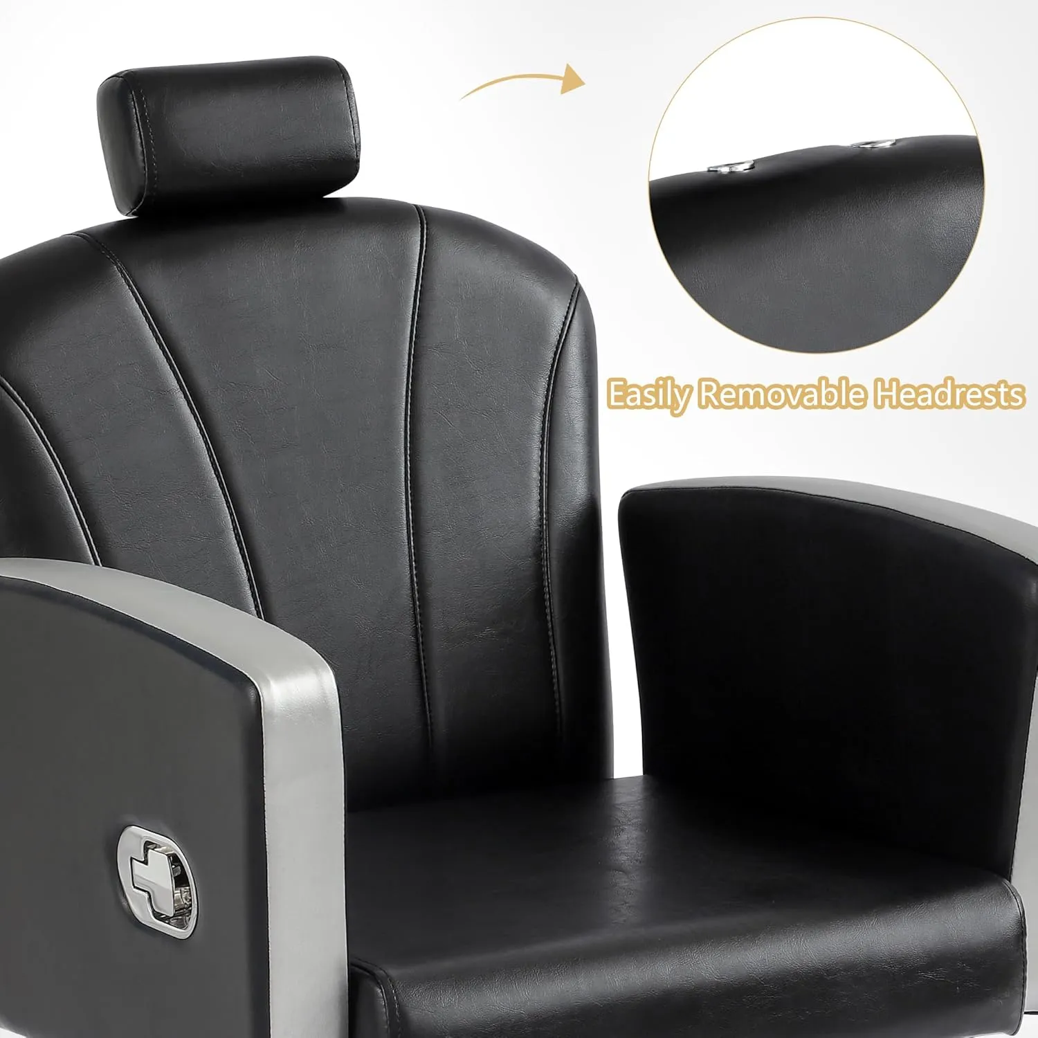 KIGOTY Barber Chair,Salon Chair for Hair Stylist, Reclining Salon Chair with Hydraulic Pump,360 Degree Swivel Hair Stylist Chairs with Footrest and Adjustable Headrest for Barbershop (Black)