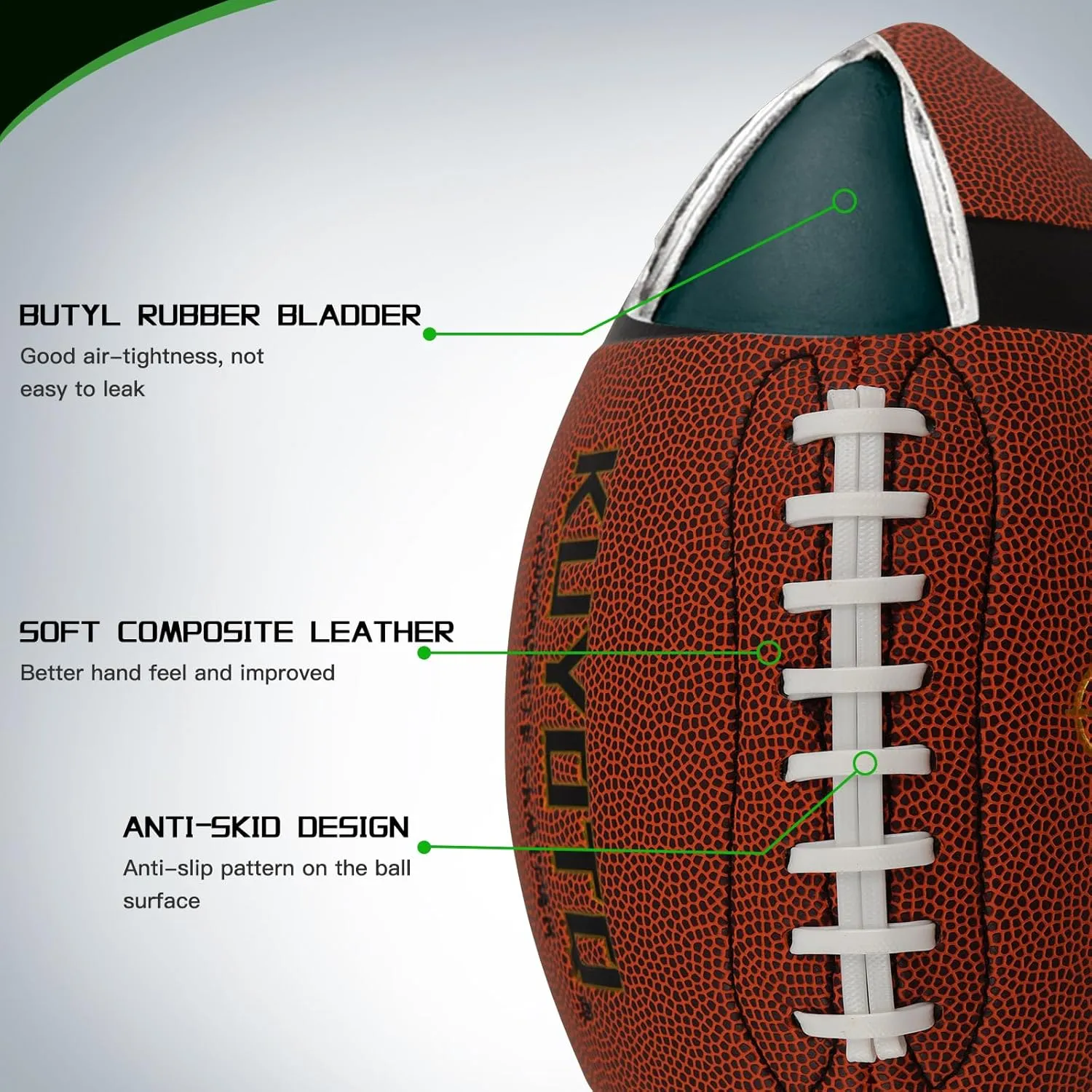 KUYOTQ Football - Youth Football Size 7 Junior Football, Official Size 9 College Football, Composite Leather Football - in&Outdoor Wear-Resistant Boys American Football Ball for Training&Recreational