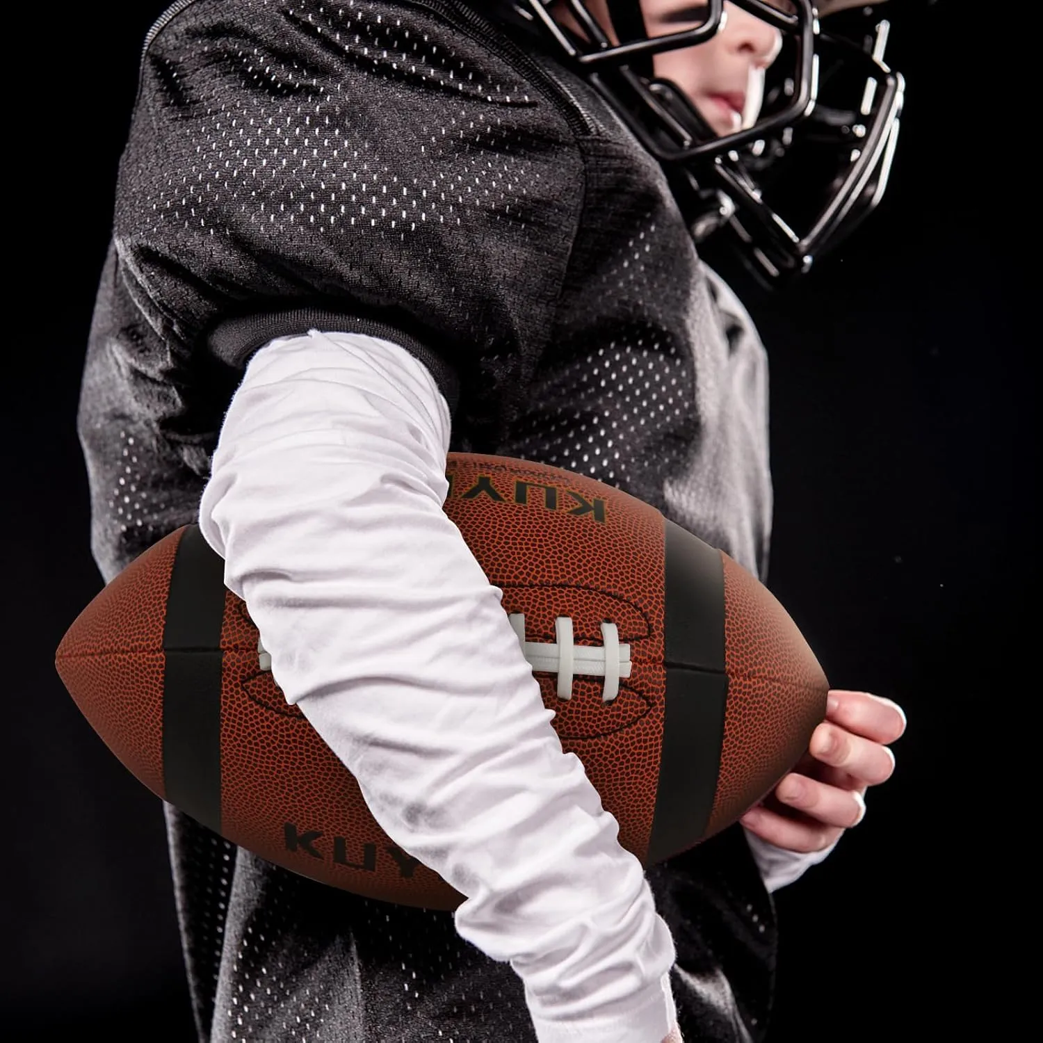 KUYOTQ Football - Youth Football Size 7 Junior Football, Official Size 9 College Football, Composite Leather Football - in&Outdoor Wear-Resistant Boys American Football Ball for Training&Recreational