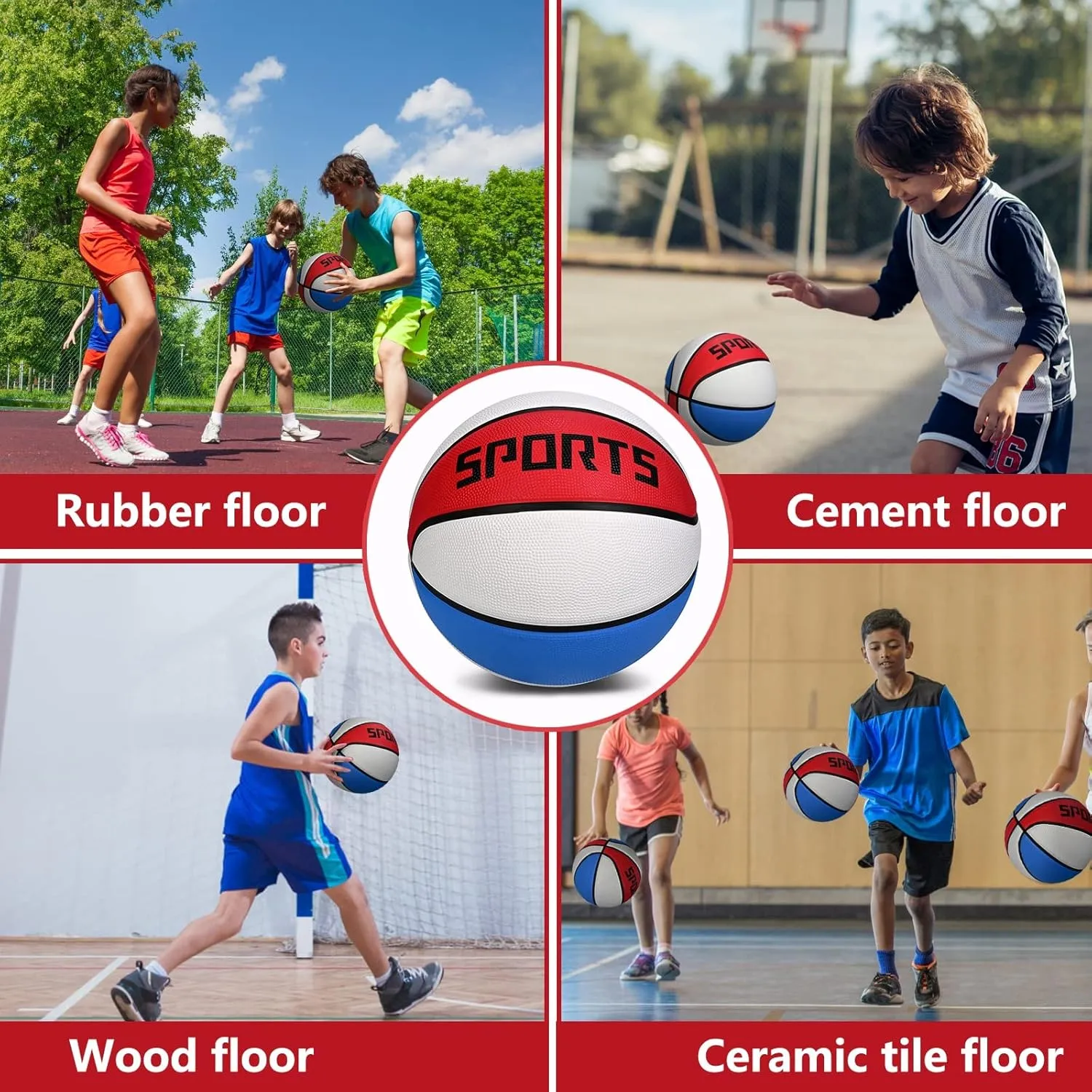 KUYOTQ Kids Youth Adult Size 3/4/5/6/7 (22/25.5/27.5/28.5/29.5") Basketball Premium Rubber or Faux Leather Basketball Indoor Outdoor Basketball for Boys Girls Womens Mens Basketball Gifts (Deflated)