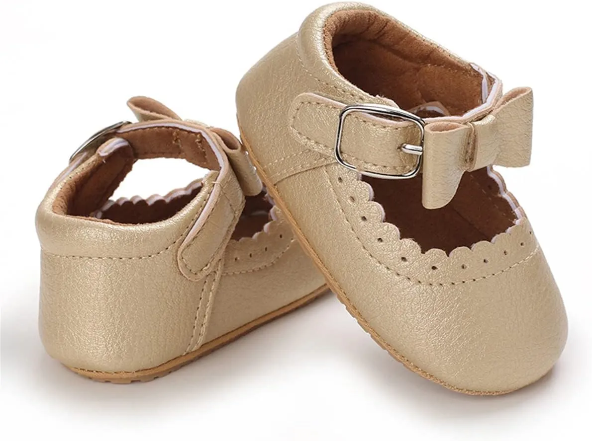 LAFEGEN Baby Girl Shoes Non Slip Soft Sole PU Leather Infant Toddler Mary Jane Flats First Walker Crib Dress Oxford Shoes 3-18 Months
