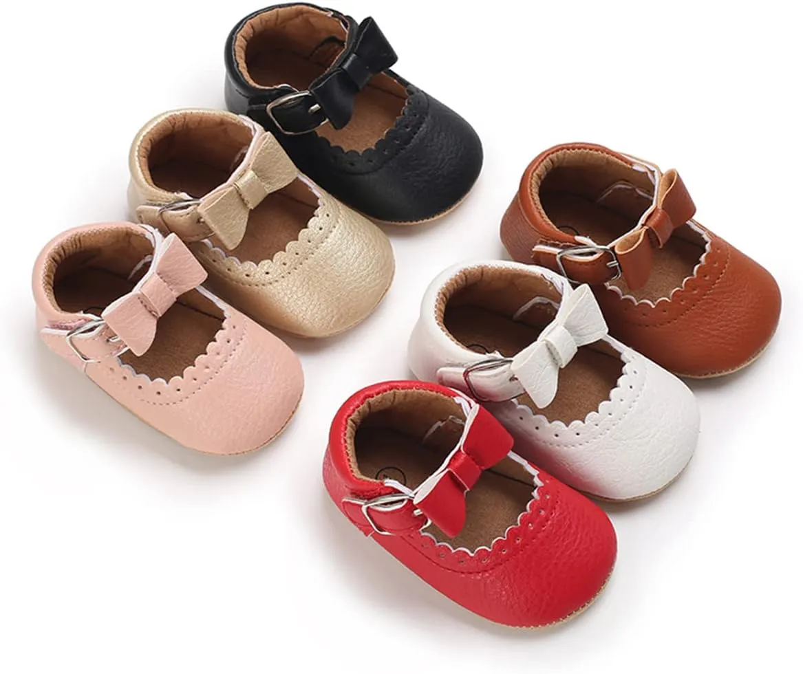 LAFEGEN Baby Girl Shoes Non Slip Soft Sole PU Leather Infant Toddler Mary Jane Flats First Walker Crib Dress Oxford Shoes 3-18 Months
