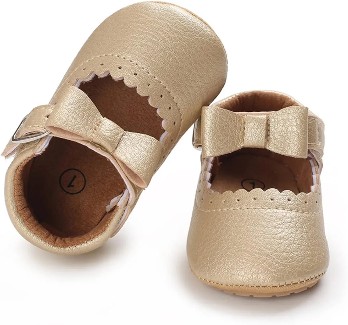 LAFEGEN Baby Girl Shoes Non Slip Soft Sole PU Leather Infant Toddler Mary Jane Flats First Walker Crib Dress Oxford Shoes 3-18 Months