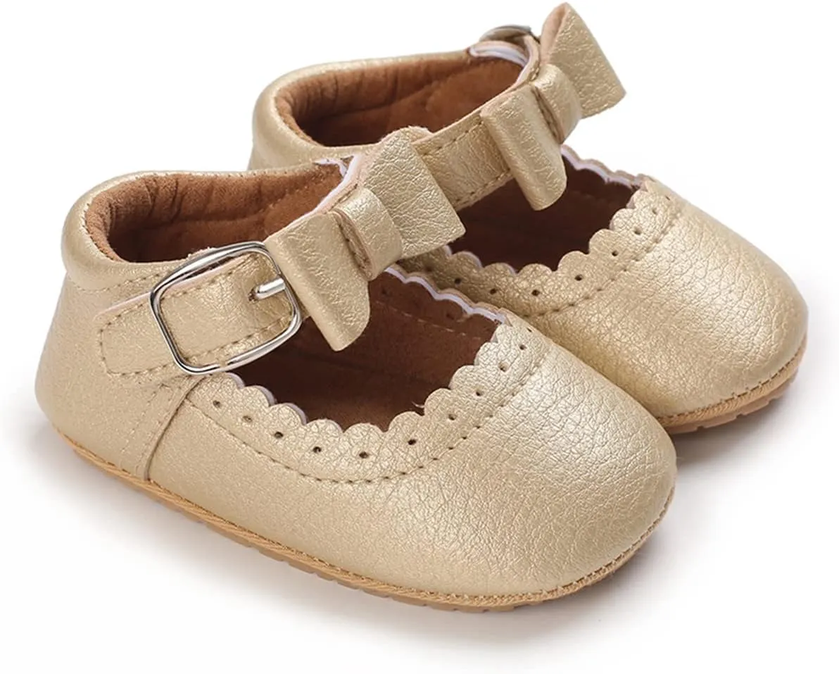 LAFEGEN Baby Girl Shoes Non Slip Soft Sole PU Leather Infant Toddler Mary Jane Flats First Walker Crib Dress Oxford Shoes 3-18 Months