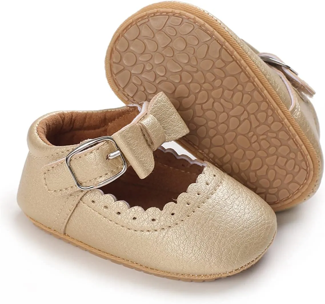 LAFEGEN Baby Girl Shoes Non Slip Soft Sole PU Leather Infant Toddler Mary Jane Flats First Walker Crib Dress Oxford Shoes 3-18 Months