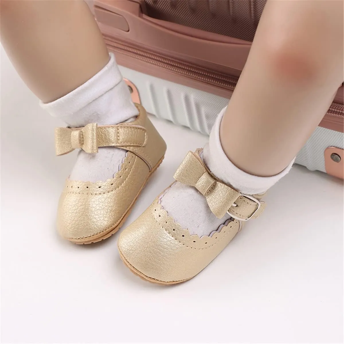 LAFEGEN Baby Girl Shoes Non Slip Soft Sole PU Leather Infant Toddler Mary Jane Flats First Walker Crib Dress Oxford Shoes 3-18 Months