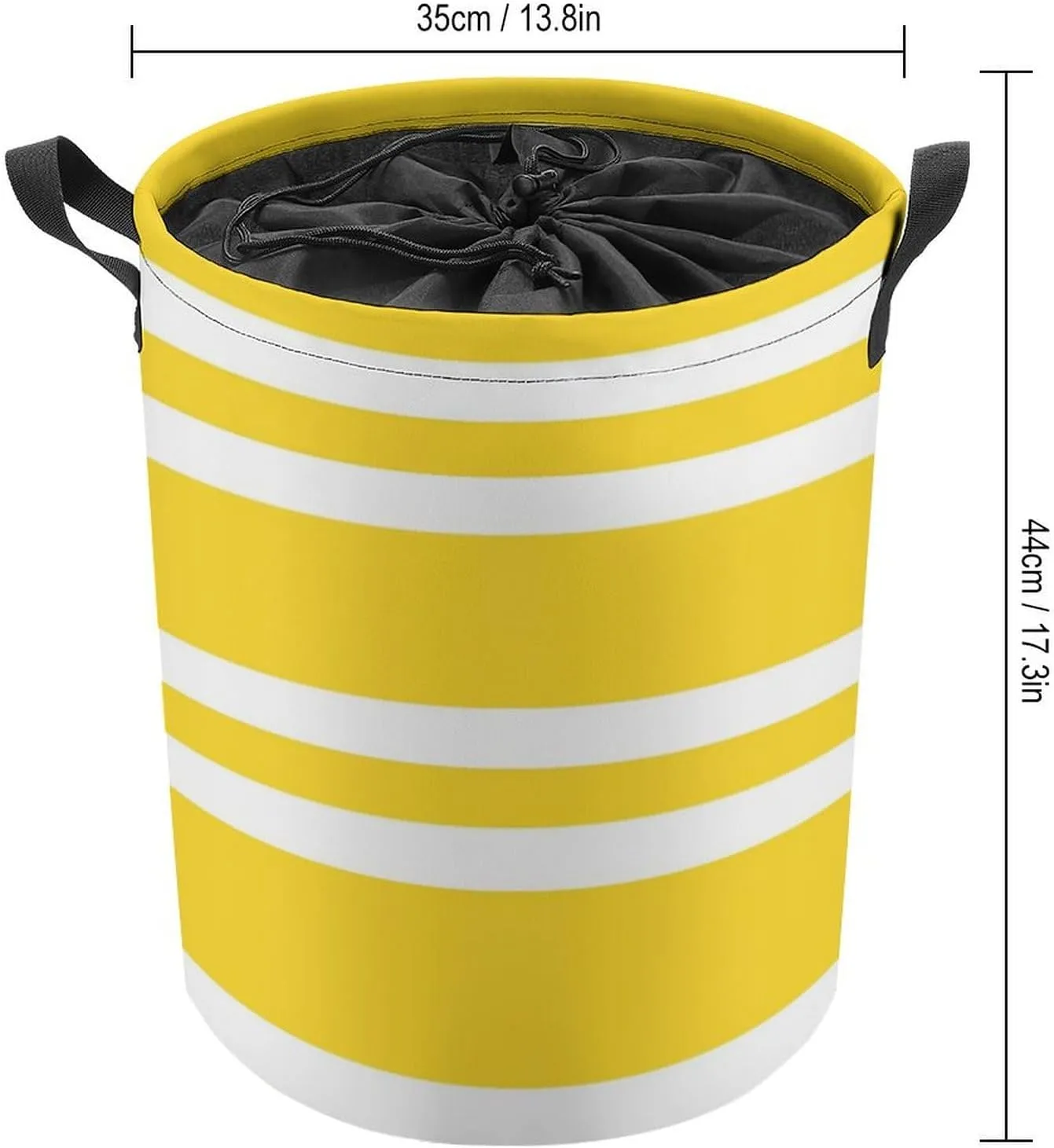 Large Laundry Hamper Bag, Sunshine Yellow and White Striped Collapsible Laundry Basket Waterproof Dirty Clothes Organizer Containers for College Dorms