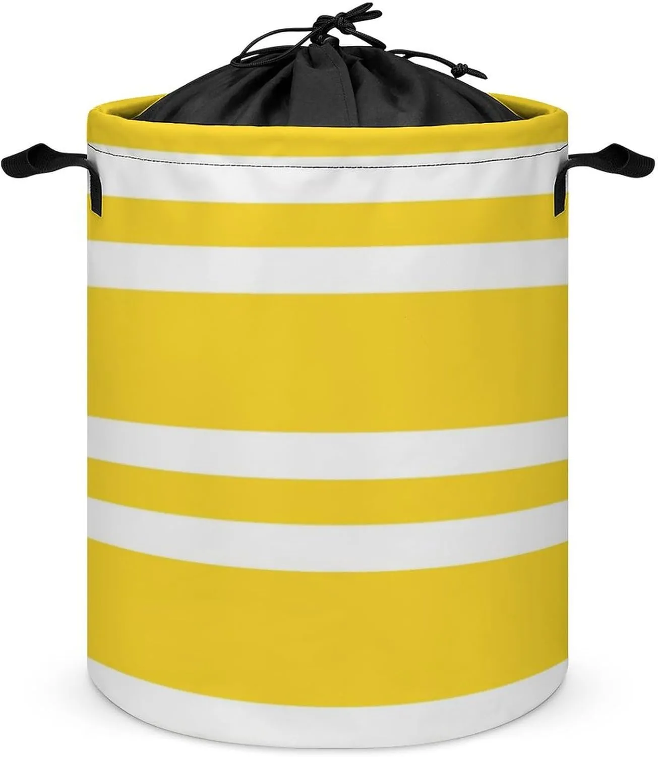 Large Laundry Hamper Bag, Sunshine Yellow and White Striped Collapsible Laundry Basket Waterproof Dirty Clothes Organizer Containers for College Dorms