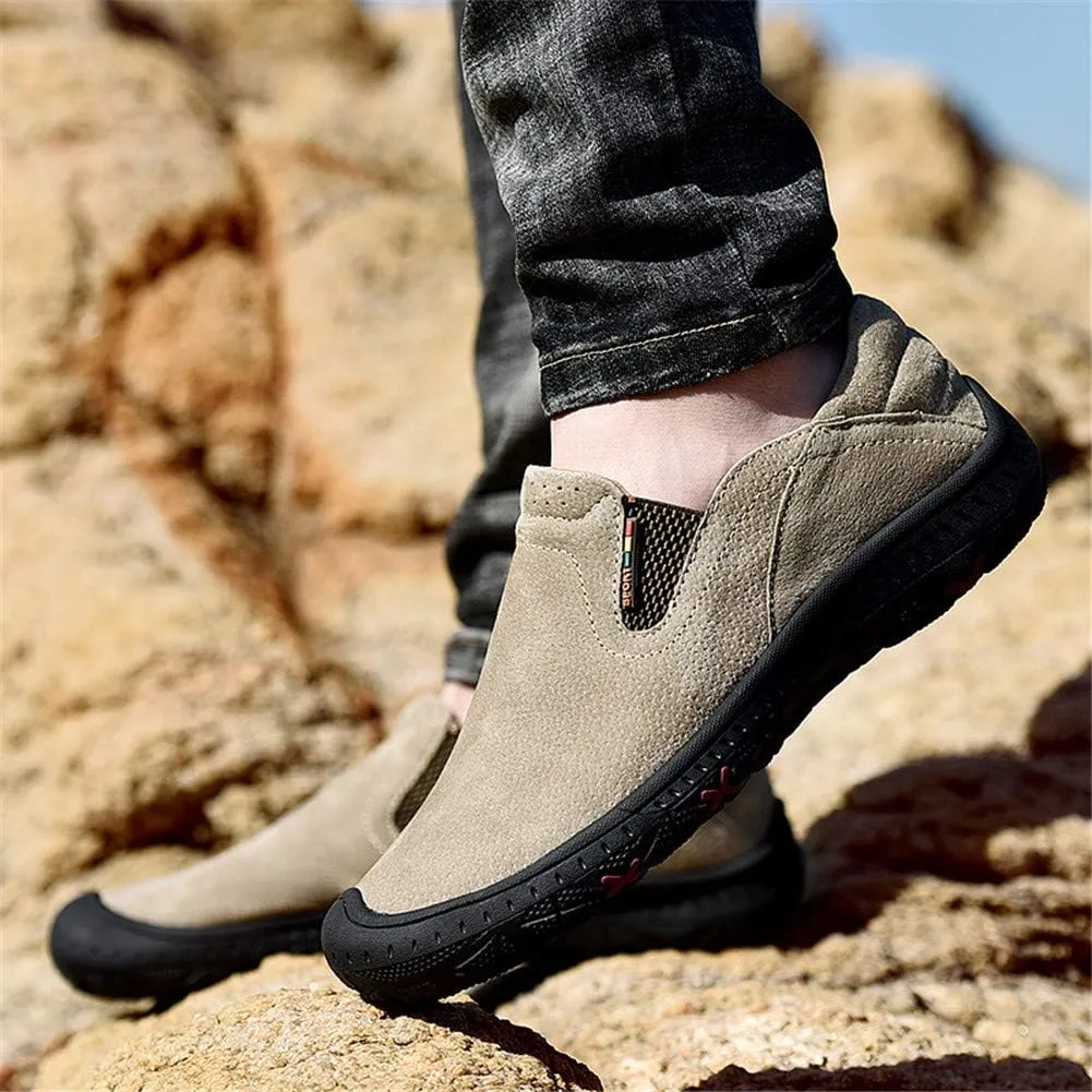 LEADER SHOW Men's Slip On Hiking Shoes Outdoor Walking Shoes Casual Comfortable Loafers