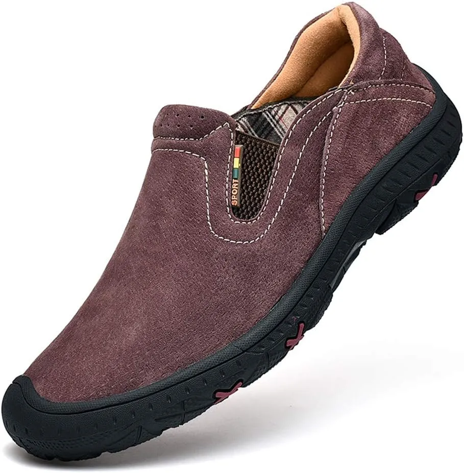 LEADER SHOW Men's Slip On Hiking Shoes Outdoor Walking Shoes Casual Comfortable Loafers