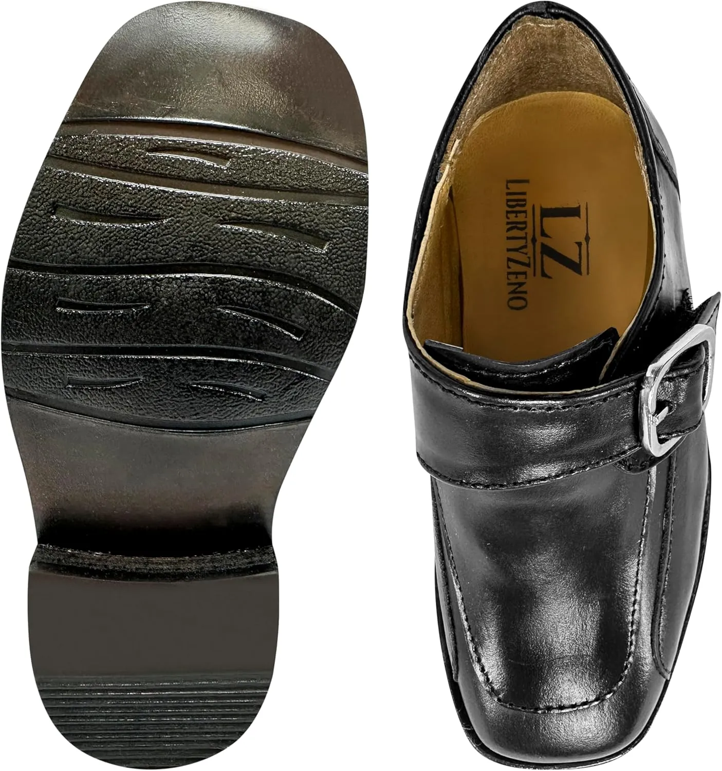 LIBERTYZENO Boys Animal Print Genuine Leather Kids Lace Up Oxford Dress Shoes for Easter Gift