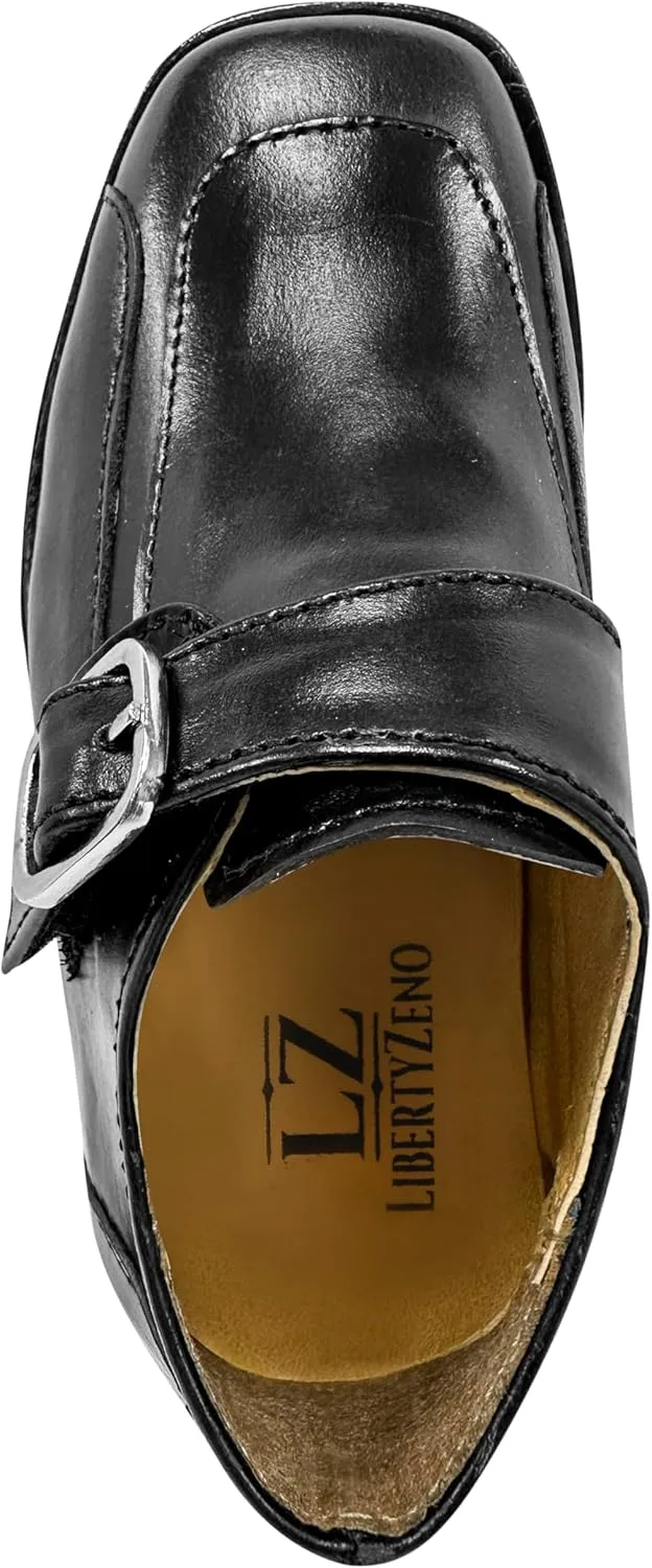 LIBERTYZENO Boys Animal Print Genuine Leather Kids Lace Up Oxford Dress Shoes for Easter Gift