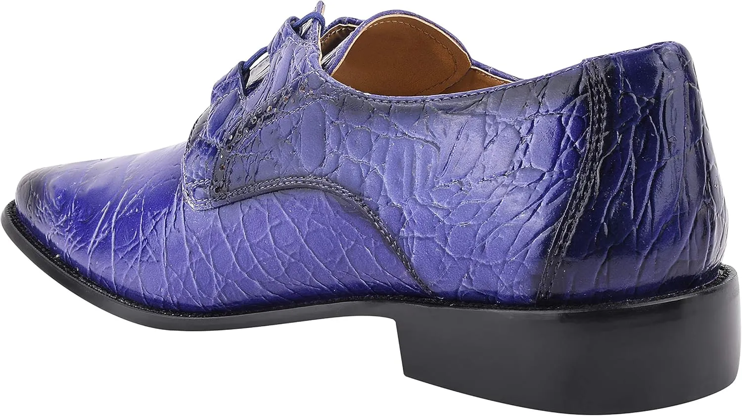 LIBERTYZENO Mens Plain & Animal Print Purple Genuine Leather Adults Slip On & Lace Up Oxford Dress Shoes/Prom Shoes for Easter Gift