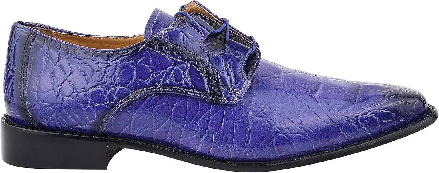LIBERTYZENO Mens Plain & Animal Print Purple Genuine Leather Adults Slip On & Lace Up Oxford Dress Shoes/Prom Shoes for Easter Gift