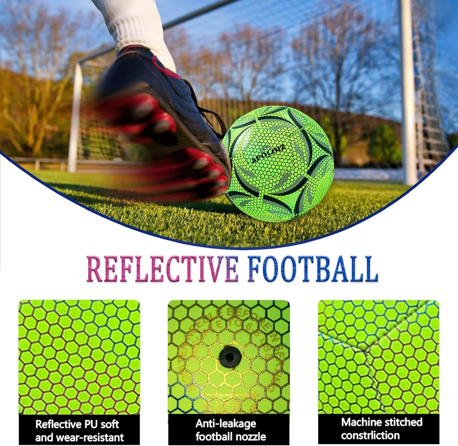 Light Up Soccer Ball,Glow in The Dark Soccer Ball Size 4/5 with Pump,Glowing Luminious Soccer Balls for Day&Night Games and Training Gifts for Men Youth and Adult Night Games