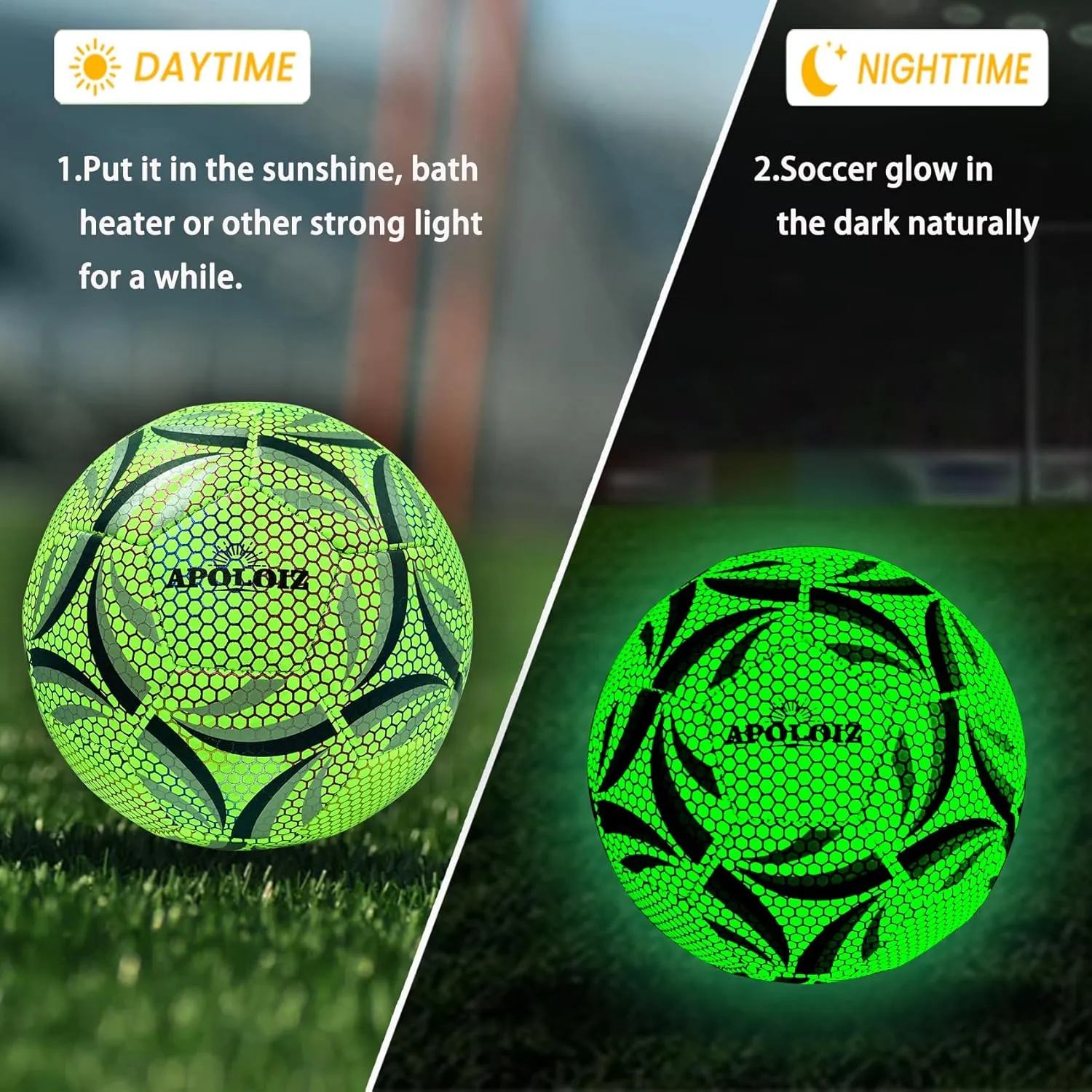 Light Up Soccer Ball,Glow in The Dark Soccer Ball Size 4/5 with Pump,Glowing Luminious Soccer Balls for Day&Night Games and Training Gifts for Men Youth and Adult Night Games