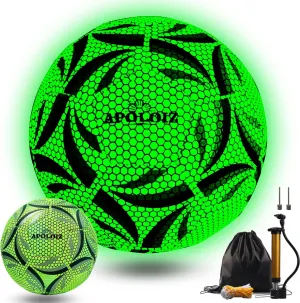 Light Up Soccer Ball,Glow in The Dark Soccer Ball Size 4/5 with Pump,Glowing Luminious Soccer Balls for Day&Night Games and Training Gifts for Men Youth and Adult Night Games