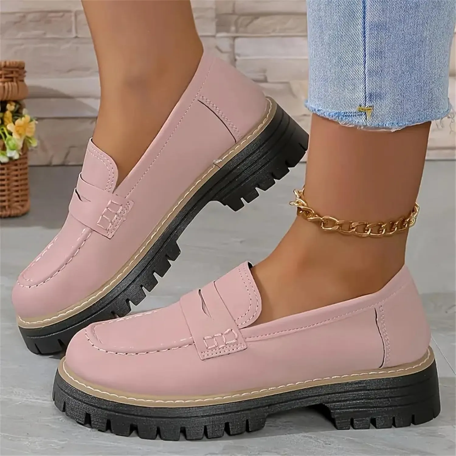 Loafers Shoes for Women Comfortable Slip On Work Office Shoe Platform Business Casual Dress Shoes Walking Trendy Flats Loafer Sneakers Platform Penny Loafer