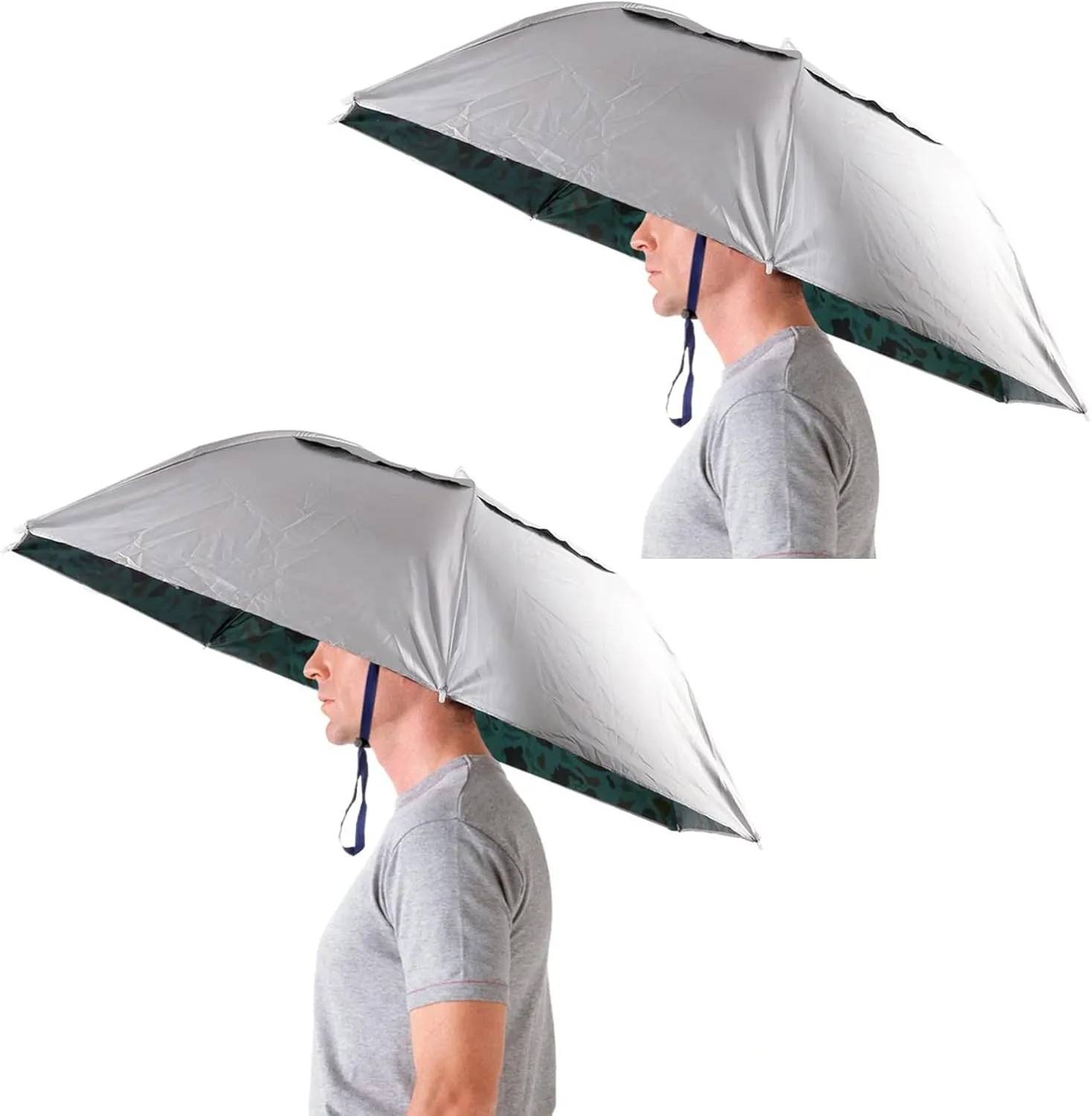 Luwint 2 Pack Umbrella Hat, 36 Inch Head Umbrella Hat, Hands Free Umbrella for Adults, Cool Sun Rain Protection Gadgets Folding Umbrella Hats for Fishing Gardening Camping Work