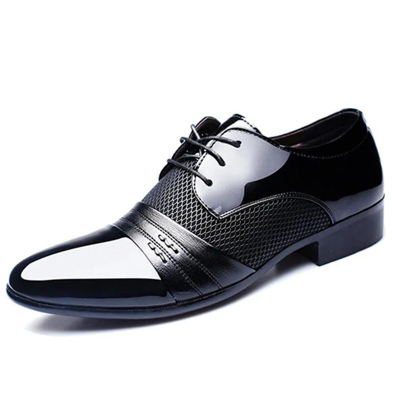 Luxury Brand Men's Flats Shoes Patent Leather Classic Oxford Shoes