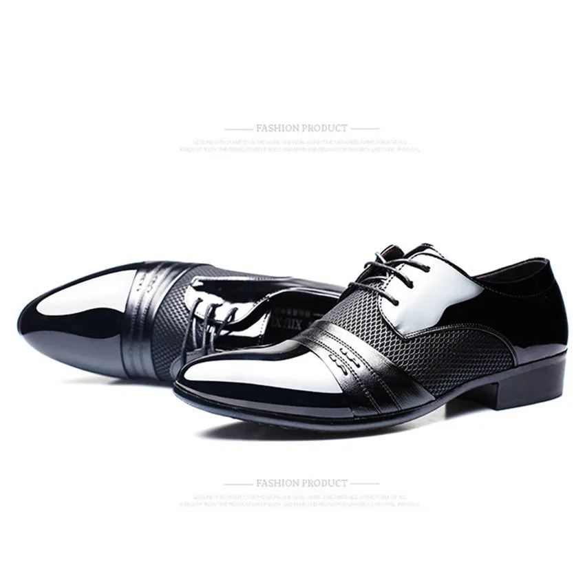 Luxury Brand Men's Flats Shoes Patent Leather Classic Oxford Shoes