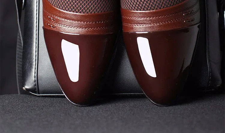 Luxury Brand Men's Flats Shoes Patent Leather Classic Oxford Shoes