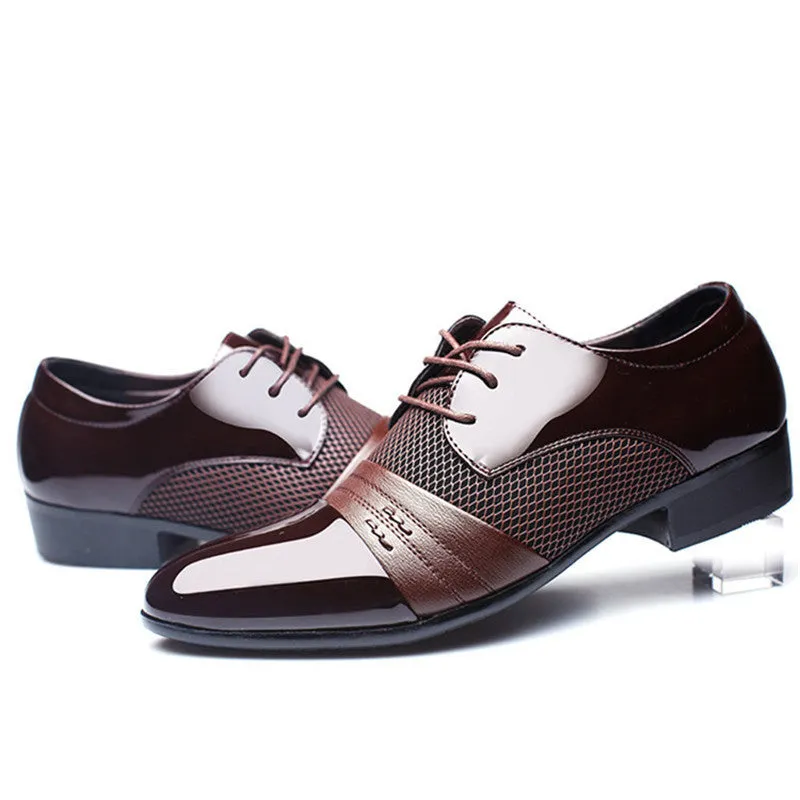 Luxury Brand Men's Flats Shoes Patent Leather Classic Oxford Shoes