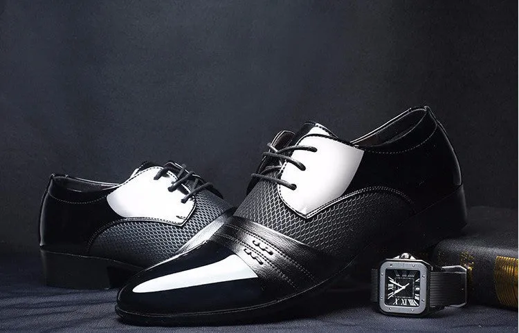 Luxury Brand Men's Flats Shoes Patent Leather Classic Oxford Shoes