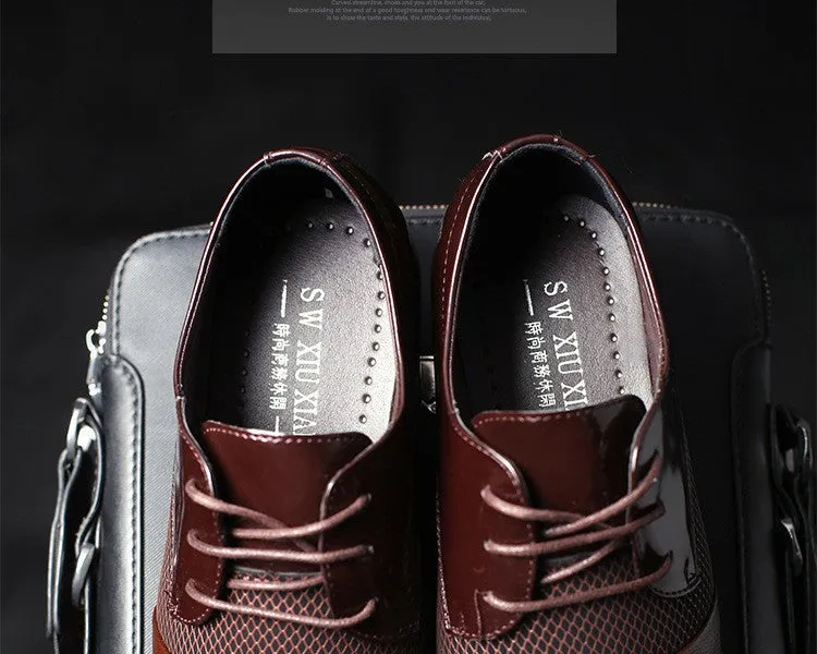 Luxury Brand Men's Flats Shoes Patent Leather Classic Oxford Shoes
