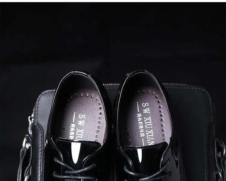 Luxury Brand Men's Flats Shoes Patent Leather Classic Oxford Shoes