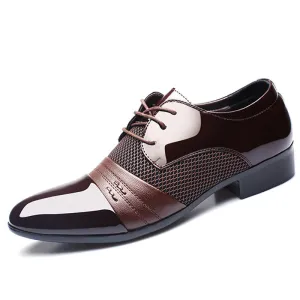 Luxury Brand Men's Flats Shoes Patent Leather Classic Oxford Shoes