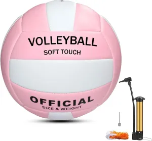 Magicorange Volleyball, 1 Pack Official Size 5 Volleyballs- PU Leather Indoor Outdoor Soft Touch Volleyballs for Beach Play, Game,Gym,Training -Includes Ball Pump