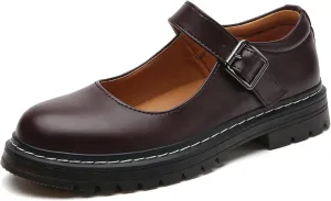 Mary Jane Shoes Women Platform Non-Slip Classics Round Toe Ankle Strap Comfort Casual Oxford Dress Work Mary Jane Flat Shoes