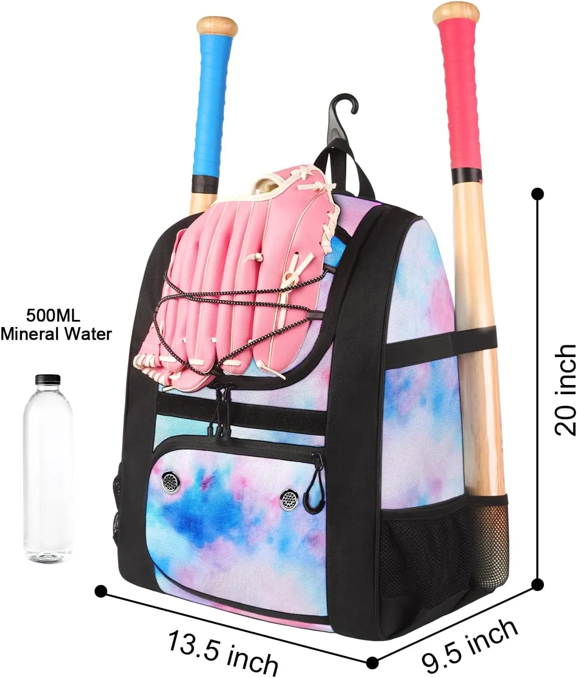 MATEIN Softball Bag, Lightweight Baseball Backpack with Shoe Compartment, Baseball Bag with Fence Hook for TBall Bat & Equipment, Softball Gifts Catchers Backpack for Women Fit Batting Glove, Helmet