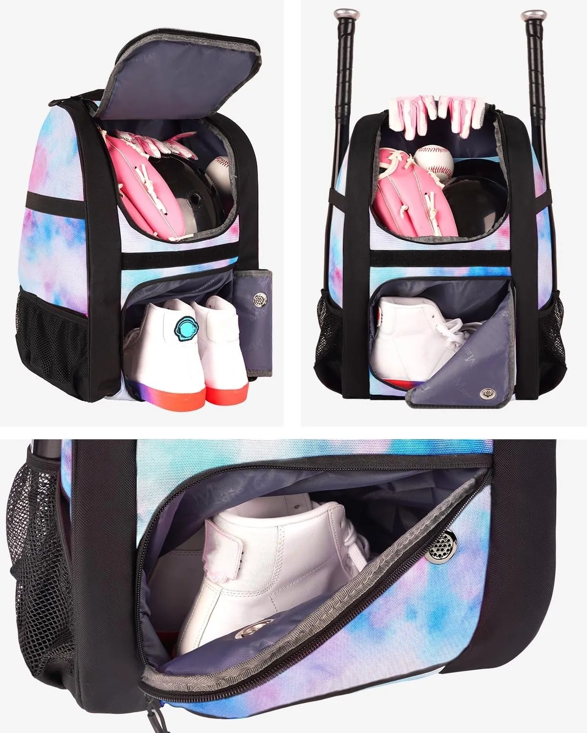 MATEIN Softball Bag, Lightweight Baseball Backpack with Shoe Compartment, Baseball Bag with Fence Hook for TBall Bat & Equipment, Softball Gifts Catchers Backpack for Women Fit Batting Glove, Helmet