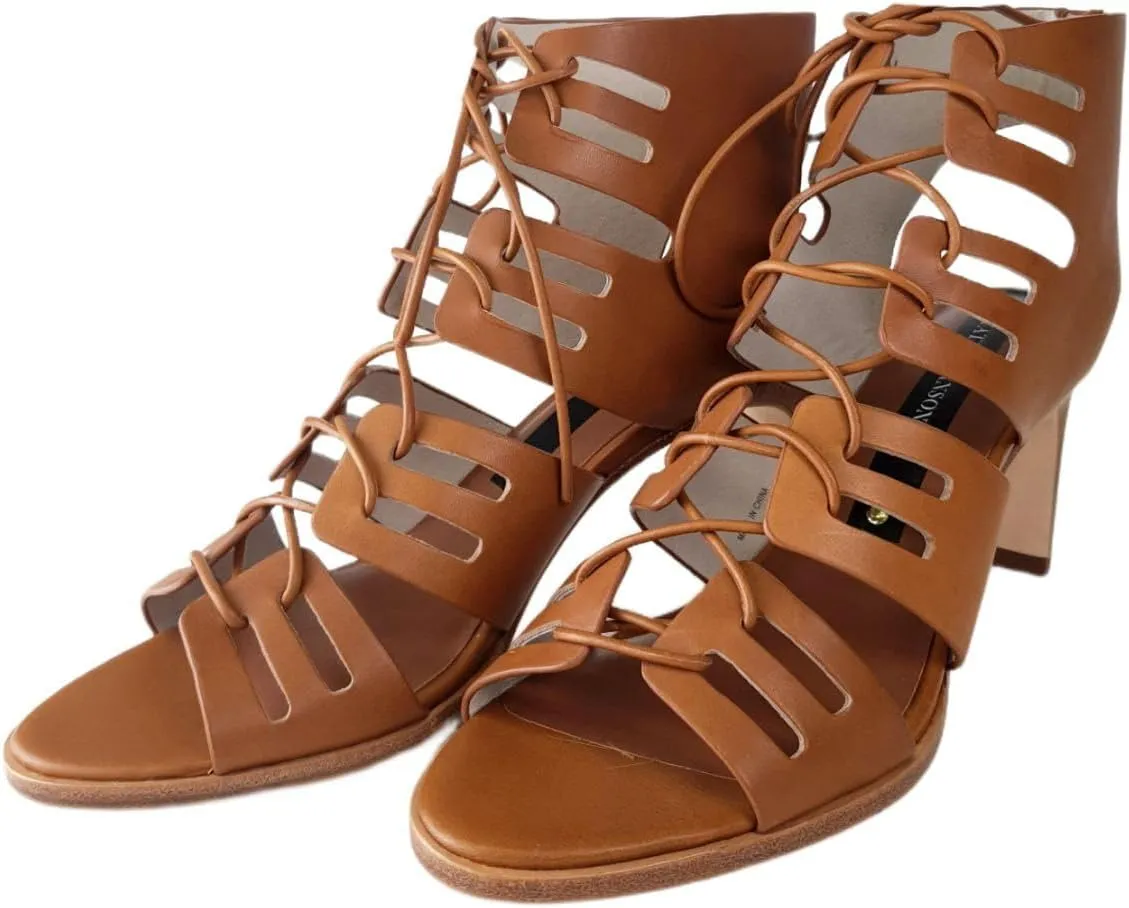 Matt Bernson Women's Cognac Leather Miro Heel Pump, Brown, 10