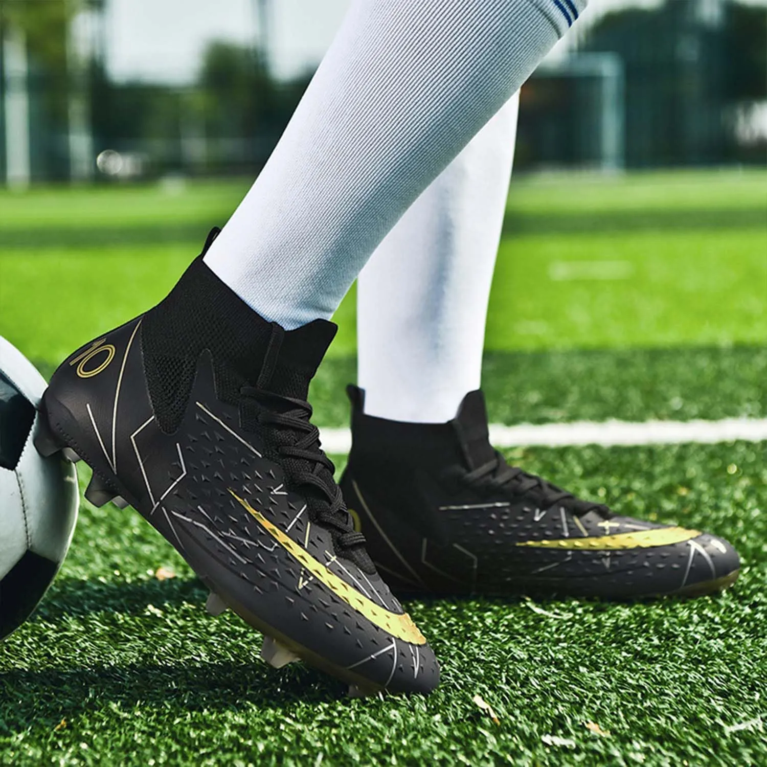 MEBAMY Men's Soccer Cleats Indoor Turf Lightweight Performance Training Soccer Shoes Soft Ground Athletic Football Boots Outdoor