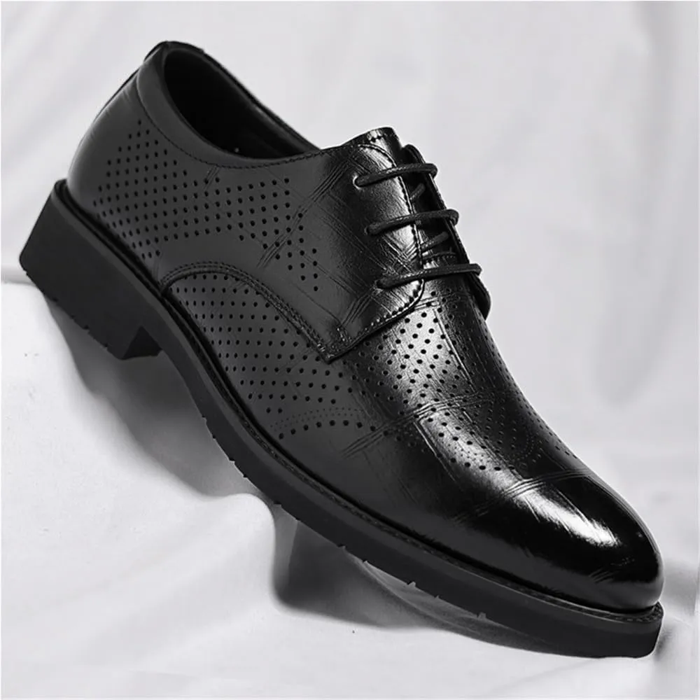 Men's Black Business Formal Leather Shoes British Casual Low top Groom Wedding Shoes Mens Office Commuting Shoes All Seasons(Black,9)