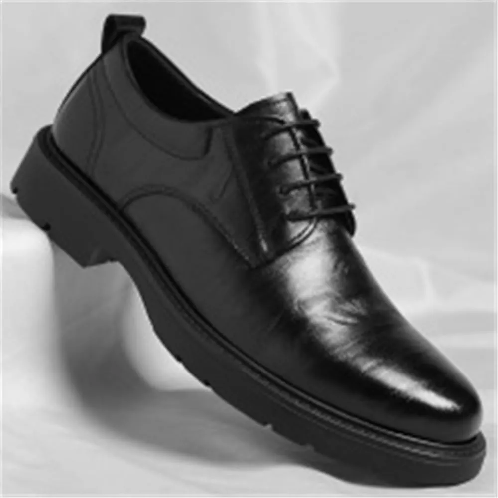 Men's British Style Casual Dress Shoes Groom Wedding Shoes Mens Oxford Shoes Business Formal Shoes Mens Leather Shoes for Office(Black,6.5)