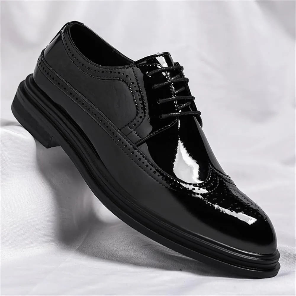 Men's Business Dress Shoes Glossy Brogue Carved Youth Formal Shoes Groom Wedding Shoes(10)