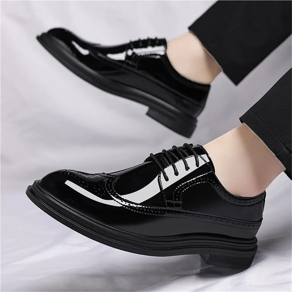 Men's Business Dress Shoes Glossy Brogue Carved Youth Formal Shoes Groom Wedding Shoes(10)