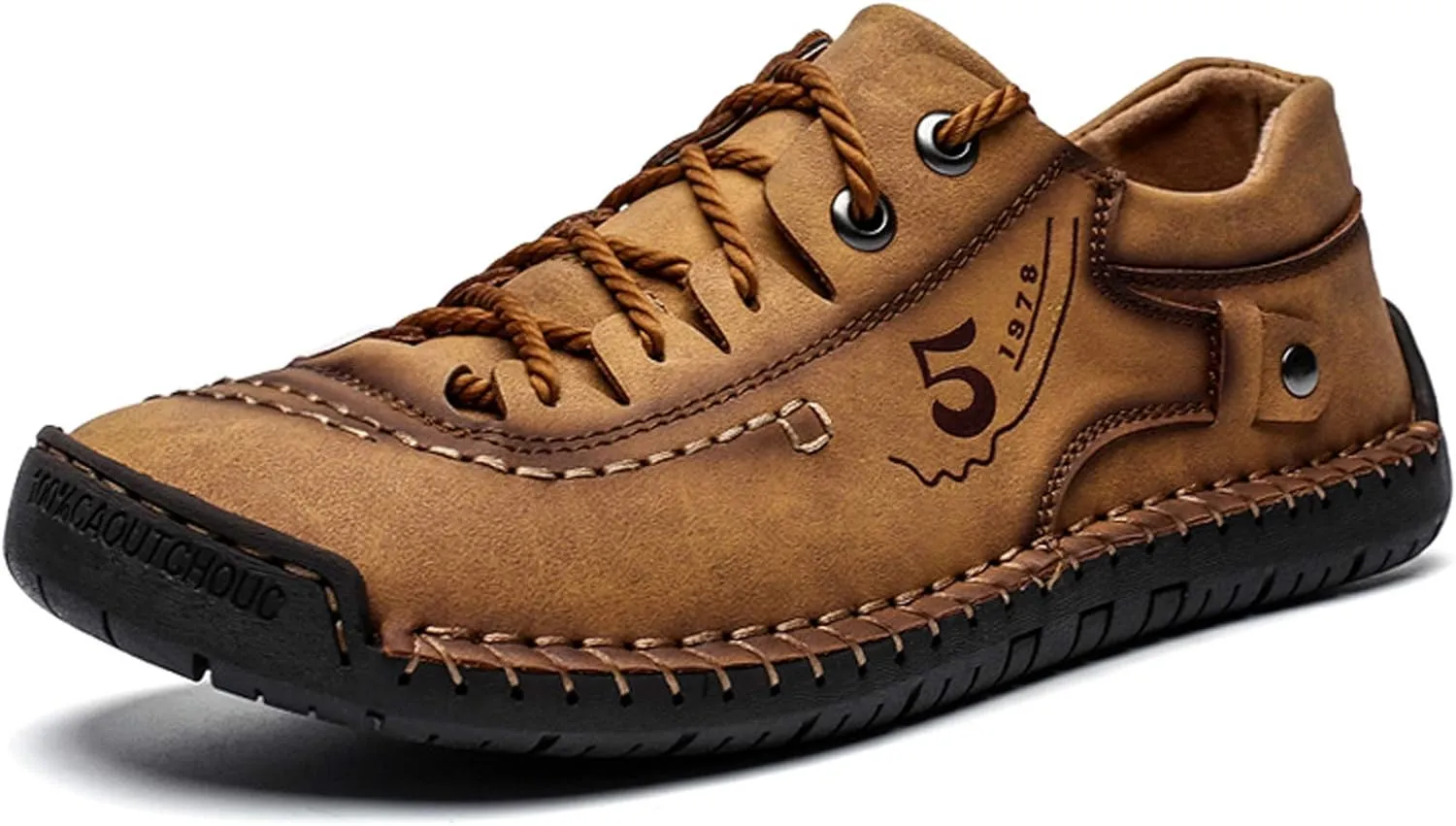 Mens Casual Shoes Breathable Sneakers Walking Shoes Lace-Up Leather Dress Flats Shoes for Driving