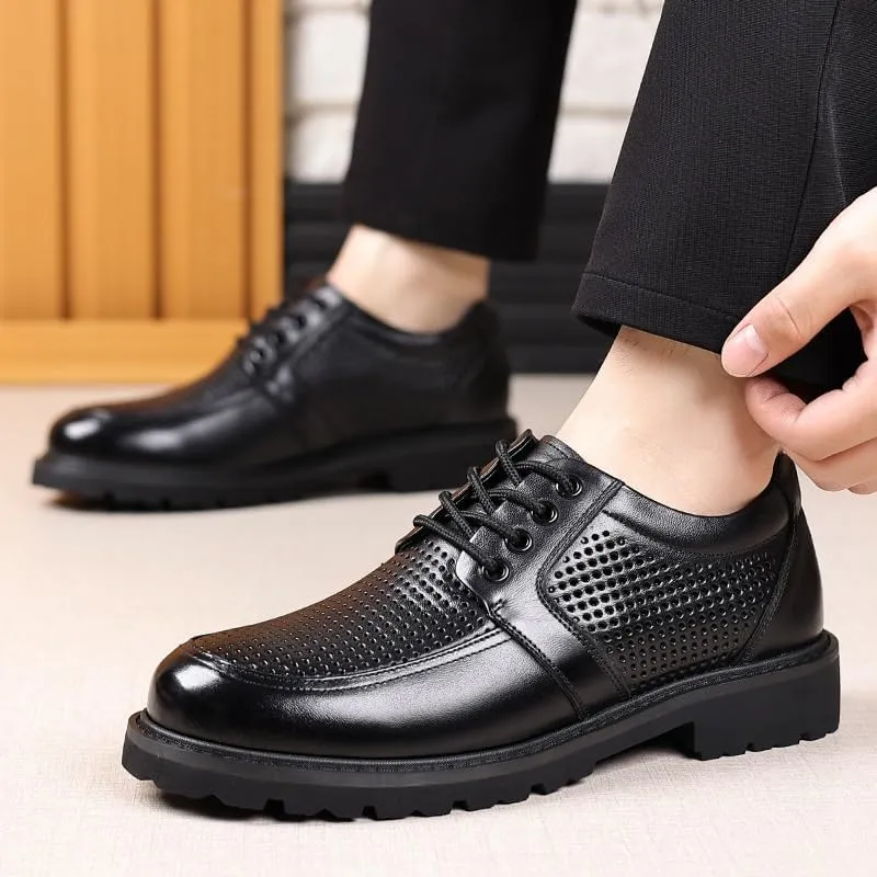 Men's Contemporary Cap-Toe Derby Shoes - Lightweight Formal Footwear with Breathable Mesh Lining for Conference Attendance & Corporate Functions